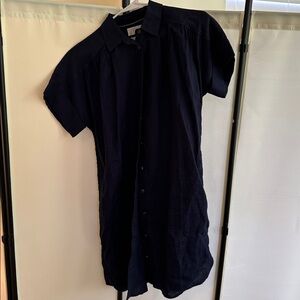 J. Crew Navy Linen Collared Shirt dress